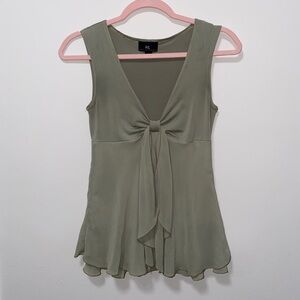 Vintage Sage Green Flowy Fairycore Whimsy Cottagecore Wavy Trim Babydoll Blouse